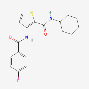 molecular formula C18H19FN2O2S B3005725 N-cyclohexyl-3-[(4-fluorobenzoyl)amino]-2-thiophenecarboxamide 