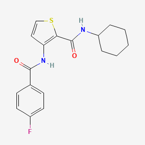 molecular formula C18H19FN2O2S B3005725 N-环己基-3-[(4-氟苯甲酰)氨基]-2-噻吩甲酰胺 CAS No. 692738-34-4