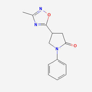 molecular formula C13H13N3O2 B3005731 4-(3-Methyl-1,2,4-oxadiazol-5-yl)-1-phenyl-2-pyrrolidinone CAS No. 1170162-16-9