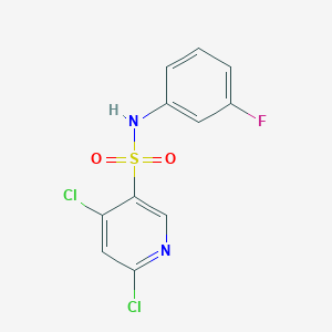 molecular formula C11H7Cl2FN2O2S B3005736 4,6-dichloro-N-(3-fluorophenyl)pyridine-3-sulfonamide CAS No. 1797200-33-9