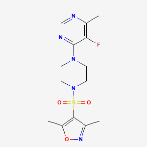 B3005737 4-[4-(5-Fluoro-6-methylpyrimidin-4-yl)piperazin-1-yl]sulfonyl-3,5-dimethyl-1,2-oxazole CAS No. 2380097-19-6