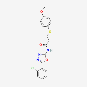 molecular formula C18H16ClN3O3S B3005750 N-(5-(2-chlorophenyl)-1,3,4-oxadiazol-2-yl)-3-((4-methoxyphenyl)thio)propanamide CAS No. 941908-96-9