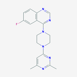 molecular formula C18H19FN6 B3005773 4-[4-(2,6-Dimethylpyrimidin-4-yl)piperazin-1-yl]-6-fluoroquinazoline CAS No. 2415539-85-2