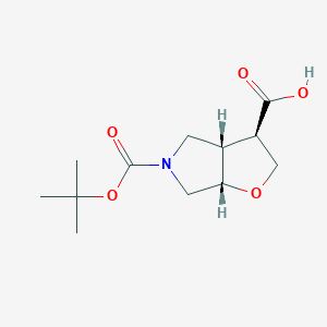 molecular formula C12H19NO5 B3005775 外消旋-(3R,3aS,6aS)-5-(叔丁氧羰基)六氢-2H-呋喃[2,3-c]吡咯-3-羧酸 CAS No. 1273566-11-2