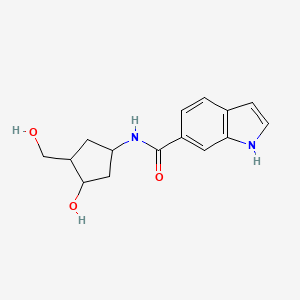 molecular formula C15H18N2O3 B3005777 N-[3-Hydroxy-4-(hydroxymethyl)cyclopentyl]-1H-indole-6-carboxamide CAS No. 1421516-91-7