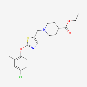 molecular formula C19H23ClN2O3S B3005782 Ethyl 1-{[2-(4-chloro-2-methylphenoxy)-1,3-thiazol-5-yl]methyl}-4-piperidinecarboxylate CAS No. 860610-22-6