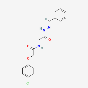 molecular formula C17H16ClN3O3 B3005784 (E)-N-(2-(2-benzylidenehydrazinyl)-2-oxoethyl)-2-(4-chlorophenoxy)acetamide CAS No. 2638-90-6