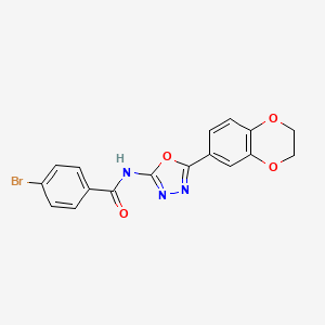molecular formula C17H12BrN3O4 B3005785 4-bromo-N-[5-(2,3-dihydro-1,4-benzodioxin-6-yl)-1,3,4-oxadiazol-2-yl]benzamide CAS No. 862808-21-7