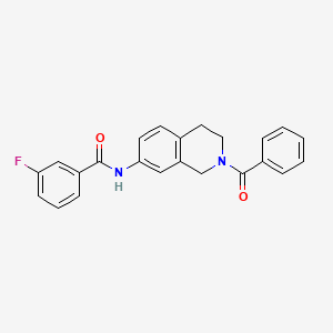 molecular formula C23H19FN2O2 B3005789 N-(2-benzoyl-1,2,3,4-tetrahydroisoquinolin-7-yl)-3-fluorobenzamide CAS No. 955717-28-9