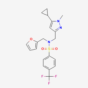 molecular formula C20H20F3N3O3S B3005791 N-((5-cyclopropyl-1-methyl-1H-pyrazol-3-yl)methyl)-N-(furan-2-ylmethyl)-4-(trifluoromethyl)benzenesulfonamide CAS No. 1798529-81-3
