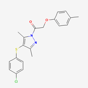 B3005813 1-[4-(4-Chlorophenyl)sulfanyl-3,5-dimethylpyrazol-1-yl]-2-(4-methylphenoxy)ethanone CAS No. 636568-04-2
