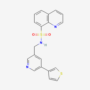 molecular formula C19H15N3O2S2 B3005900 N-((5-(thiophen-3-yl)pyridin-3-yl)methyl)quinoline-8-sulfonamide CAS No. 1795480-77-1