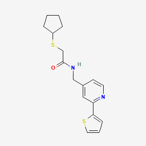 molecular formula C17H20N2OS2 B3005934 2-(cyclopentylthio)-N-((2-(thiophen-2-yl)pyridin-4-yl)methyl)acetamide CAS No. 1904296-96-3