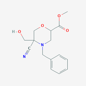 molecular formula C15H18N2O4 B3005937 Methyl 4-benzyl-5-cyano-5-(hydroxymethyl)morpholine-2-carboxylate CAS No. 2228576-09-6