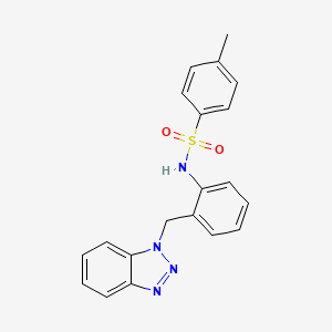 molecular formula C20H18N4O2S B3005938 N-[2-(1H-1,2,3-Benzotriazol-1-ylmethyl)phenyl]-4-methylbenzene-1-sulfonamide CAS No. 303777-74-4