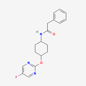 molecular formula C18H20FN3O2 B3005943 N-((1r,4r)-4-((5-fluoropyrimidin-2-yl)oxy)cyclohexyl)-2-phenylacetamide CAS No. 2034279-07-5
