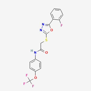 molecular formula C17H11F4N3O3S B3005965 2-((5-(2-fluorophenyl)-1,3,4-oxadiazol-2-yl)thio)-N-(4-(trifluoromethoxy)phenyl)acetamide CAS No. 1172275-72-7