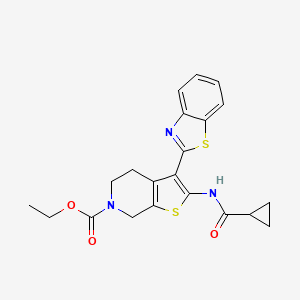 molecular formula C21H21N3O3S2 B3005980 ethyl 3-(benzo[d]thiazol-2-yl)-2-(cyclopropanecarboxamido)-4,5-dihydrothieno[2,3-c]pyridine-6(7H)-carboxylate CAS No. 946359-91-7