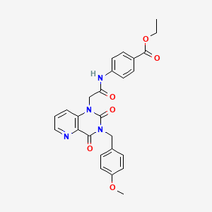 molecular formula C26H24N4O6 B3006006 ethyl 4-(2-(3-(4-methoxybenzyl)-2,4-dioxo-3,4-dihydropyrido[3,2-d]pyrimidin-1(2H)-yl)acetamido)benzoate CAS No. 923123-24-4
