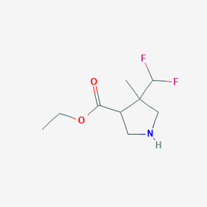 molecular formula C9H15F2NO2 B3006103 Ethyl 4-(difluoromethyl)-4-methylpyrrolidine-3-carboxylate CAS No. 2162445-18-1
