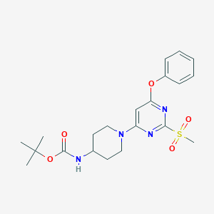molecular formula C21H28N4O5S B3006106 tert-butyl N-[1-(2-methanesulfonyl-6-phenoxypyrimidin-4-yl)piperidin-4-yl]carbamate CAS No. 2305255-24-5