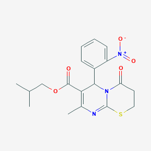 molecular formula C19H21N3O5S B3006126 Isobutyl 8-methyl-6-(2-nitrophenyl)-4-oxo-2,3,4,6-tetrahydropyrimido[2,1-b][1,3]thiazine-7-carboxylate CAS No. 618080-13-0