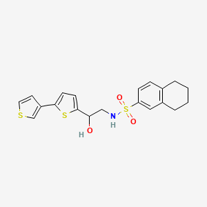 molecular formula C20H21NO3S3 B3006137 N-(2-([2,3'-bithiophen]-5-yl)-2-hydroxyethyl)-5,6,7,8-tetrahydronaphthalene-2-sulfonamide CAS No. 2185590-67-2