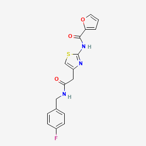 molecular formula C17H14FN3O3S B3006141 N-(4-(2-((4-fluorobenzyl)amino)-2-oxoethyl)thiazol-2-yl)furan-2-carboxamide CAS No. 923147-49-3