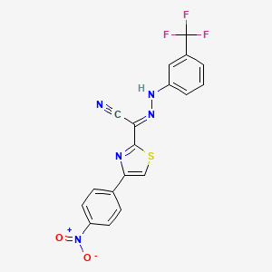(2E)-4-(4-nitrophenyl)-N-[3-(trifluoromethyl)anilino]-1,3-thiazole-2-carboximidoyl cyanide