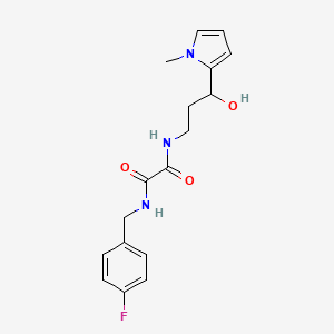 molecular formula C17H20FN3O3 B3006180 N1-(4-fluorobenzyl)-N2-(3-hydroxy-3-(1-methyl-1H-pyrrol-2-yl)propyl)oxalamide CAS No. 1795443-32-1