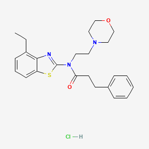 molecular formula C24H30ClN3O2S B3006184 N-(4-ethylbenzo[d]thiazol-2-yl)-N-(2-morpholinoethyl)-3-phenylpropanamide hydrochloride CAS No. 1330369-16-8