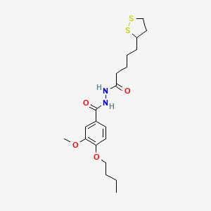 4-Butoxy-N'-[5-(dithiolan-3-yl)pentanoyl]-3-methoxybenzohydrazide