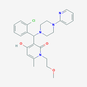3-((2-chlorophenyl)(4-(pyridin-2-yl)piperazin-1-yl)methyl)-4-hydroxy-1-(2-methoxyethyl)-6-methylpyridin-2(1H)-one