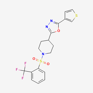 2-(Thiophen-3-yl)-5-(1-((2-(trifluoromethyl)phenyl)sulfonyl)piperidin-4-yl)-1,3,4-oxadiazole