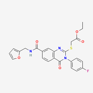 molecular formula C24H20FN3O5S B3006251 ethyl 2-{[3-(4-fluorophenyl)-7-{[(furan-2-yl)methyl]carbamoyl}-4-oxo-3,4-dihydroquinazolin-2-yl]sulfanyl}acetate CAS No. 450371-83-2