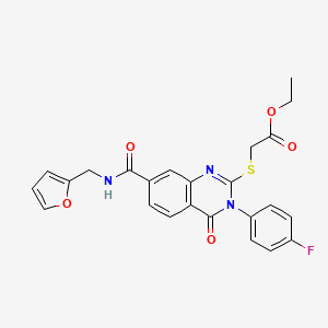 Ethyl 2-[3-(4-fluorophenyl)-7-(furan-2-ylmethylcarbamoyl)-4-oxoquinazolin-2-yl]sulfanylacetate
