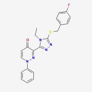 molecular formula C21H18FN5OS B3006261 3-{4-ethyl-5-[(4-fluorobenzyl)sulfanyl]-4H-1,2,4-triazol-3-yl}-1-phenyl-4(1H)-pyridazinone CAS No. 478063-61-5