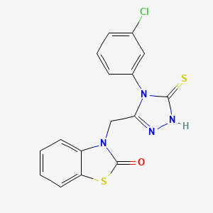 3-((4-(3-chlorophenyl)-5-mercapto-4H-1,2,4-triazol-3-yl)methyl)benzo[d]thiazol-2(3H)-one