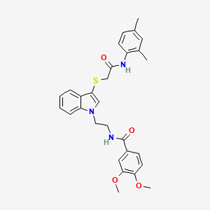 N-(2-(3-((2-((2,4-dimethylphenyl)amino)-2-oxoethyl)thio)-1H-indol-1-yl)ethyl)-3,4-dimethoxybenzamide