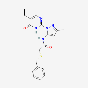 2-(benzylthio)-N-(1-(5-ethyl-4-methyl-6-oxo-1,6-dihydropyrimidin-2-yl)-3-methyl-1H-pyrazol-5-yl)acetamide