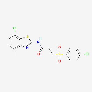 N-(7-chloro-4-methylbenzo[d]thiazol-2-yl)-3-((4-chlorophenyl)sulfonyl)propanamide