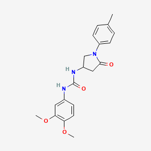 molecular formula C20H23N3O4 B3006350 1-(3,4-dimethoxyphenyl)-3-[1-(4-methylphenyl)-5-oxopyrrolidin-3-yl]urea CAS No. 894021-40-0