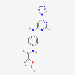 molecular formula C19H15BrN6O2 B3006352 N-(4-((6-(1H-imidazol-1-yl)-2-methylpyrimidin-4-yl)amino)phenyl)-5-bromofuran-2-carboxamide CAS No. 1203188-86-6
