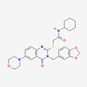 2-[3-(1,3-benzodioxol-5-ylmethyl)-6-morpholin-4-yl-4-oxoquinazolin-2-yl]sulfanyl-N-cyclohexylacetamide