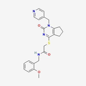 molecular formula C23H24N4O3S B3006366 N-[(2-methoxyphenyl)methyl]-2-({2-oxo-1-[(pyridin-4-yl)methyl]-1H,2H,5H,6H,7H-cyclopenta[d]pyrimidin-4-yl}sulfanyl)acetamide CAS No. 899747-03-6