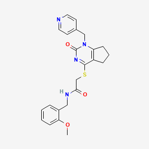 N-[(2-methoxyphenyl)methyl]-2-[[2-oxidanylidene-1-(pyridin-4-ylmethyl)-6,7-dihydro-5H-cyclopenta[d]pyrimidin-4-yl]sulfanyl]ethanamide