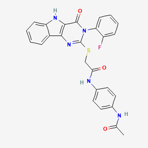 N-(4-acetamidophenyl)-2-((3-(2-fluorophenyl)-4-oxo-4,5-dihydro-3H-pyrimido[5,4-b]indol-2-yl)thio)acetamide