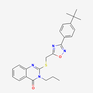 molecular formula C24H26N4O2S B3006389 2-(((3-(4-(tert-butyl)phenyl)-1,2,4-oxadiazol-5-yl)methyl)thio)-3-propylquinazolin-4(3H)-one CAS No. 1793836-68-6