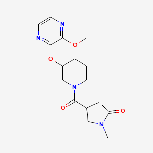 molecular formula C16H22N4O4 B3006409 4-(3-((3-Methoxypyrazin-2-yl)oxy)piperidine-1-carbonyl)-1-methylpyrrolidin-2-one CAS No. 2034232-62-5