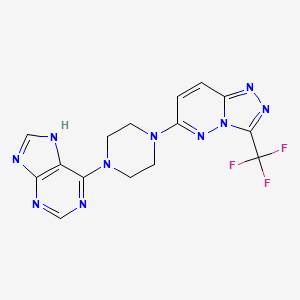 molecular formula C15H13F3N10 B3006417 6-[4-(7H-Purin-6-yl)piperazin-1-yl]-3-(trifluoromethyl)-[1,2,4]triazolo[4,3-b]pyridazine CAS No. 2380177-55-7